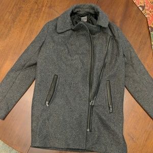 Gap zip wool moto coat charcoal grey